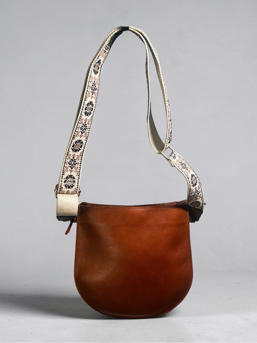 Madewell Leather Saddle Bag Vintage Tan Boho Adjustable Guitar Strap Crossbody